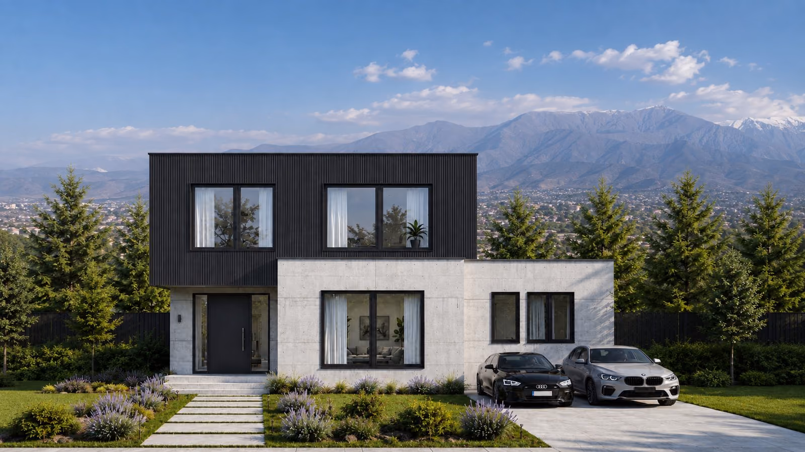 Casa de Vista Monseñor con la cordillera de fondo, La Dehesa